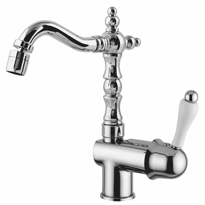 Casa Padrino Rubinetto per Lavabo Art Nouveau di Lusso Argento / Bianco A. 24 cm - Fatto in Italia Meistverkauft