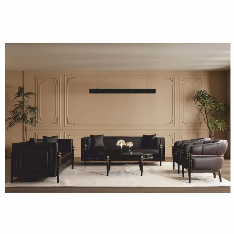 Casa Padrino set da soggiorno barocco di lusso marrone scuro / oro - Mobili in stile barocco Top-Seller