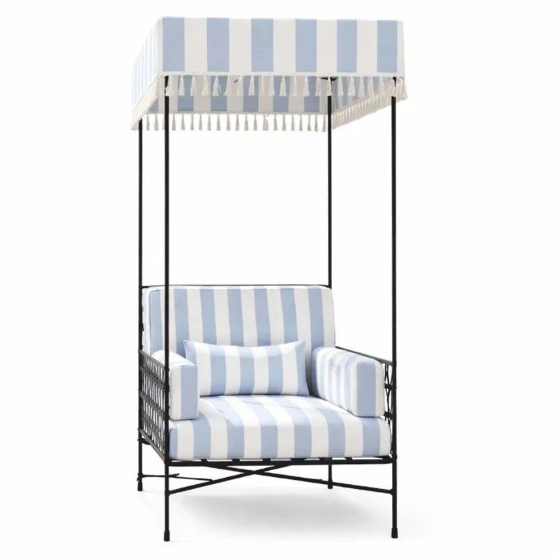 Casa Padrino poltrona di lusso nero / azzurro / bianco A. 200 cm - Poltrona per hotel e giardino Beliebt