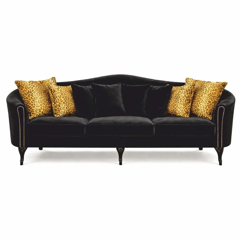 Finale Aktion Casa Padrino divano barocco di lusso in velluto nero 280 cm - Mobili per soggiorno barocco