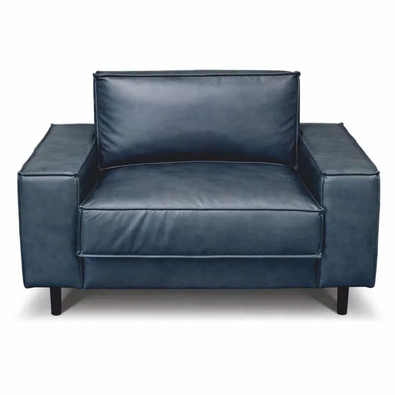 Geprüft Casa Padrino poltrona di lusso in pelle blu vintage / nero - Mobili in vera pelle
