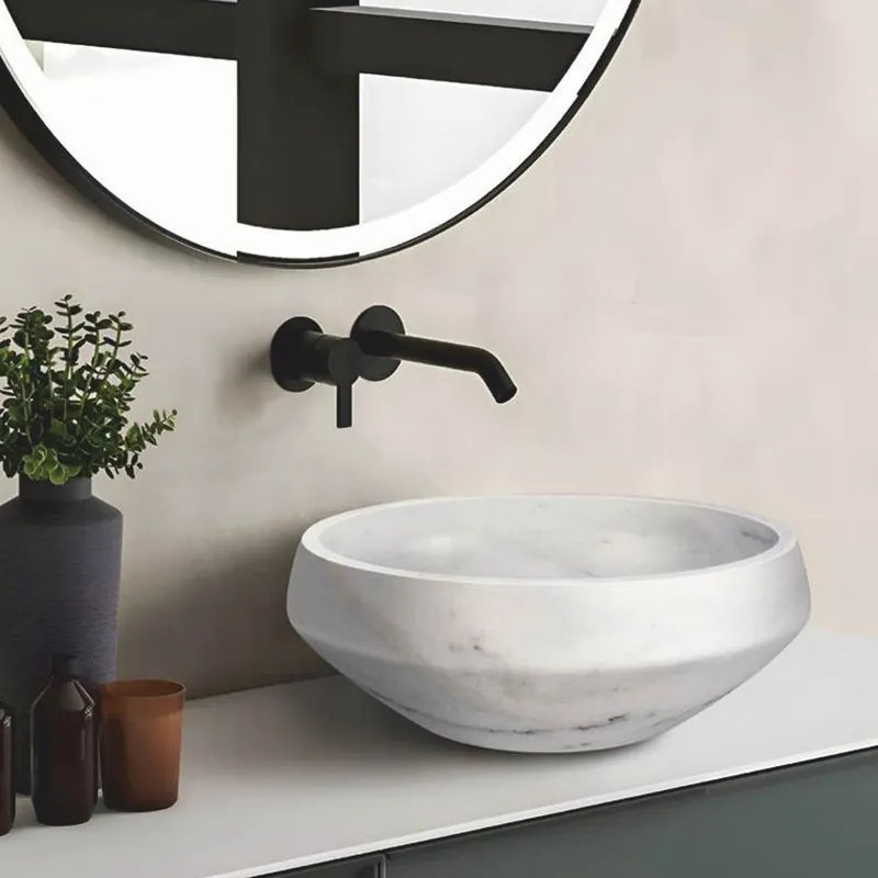 Preisreduziert Casa Padrino lavabo di lusso in marmo bianco Ø 42 cm - Accessori da bagno di lusso