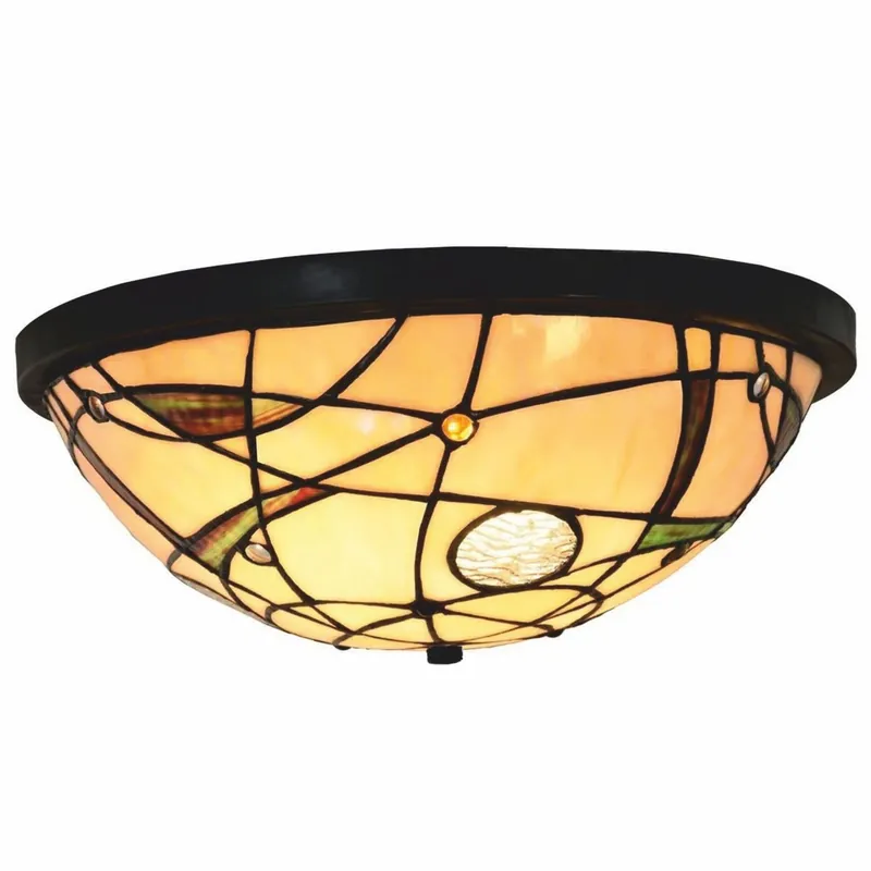 Online Kaufen Casa Padrino Plafoniera Tiffany Art Déco Colorata / Nero Ø 33 cm - Illuminazione Tiffany