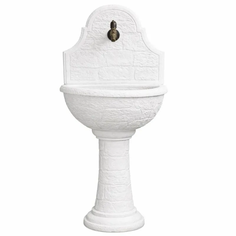 Sale Casa Padrino Fontana a Muro Art Nouveau Bianco / Ottone Antico A. 122 cm - Accessori da Giardino