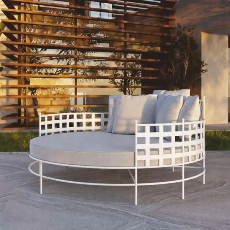 Top-Seller Casa Padrino isola sdraiata di lusso in ferro battuto bianco / grigio Ø 170 cm - Mobili hotel e giardino