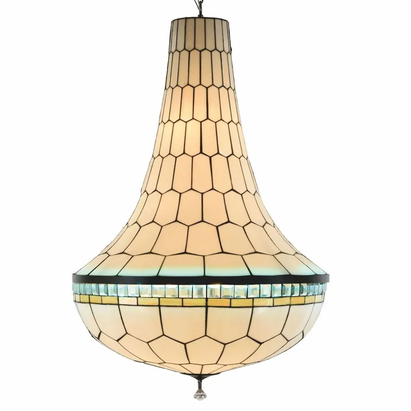 Meistverkauft Casa Padrino Lampadario Tiffany a LED Art Déco Bianco / Nero A. 120 cm - Illuminazione Tiffany