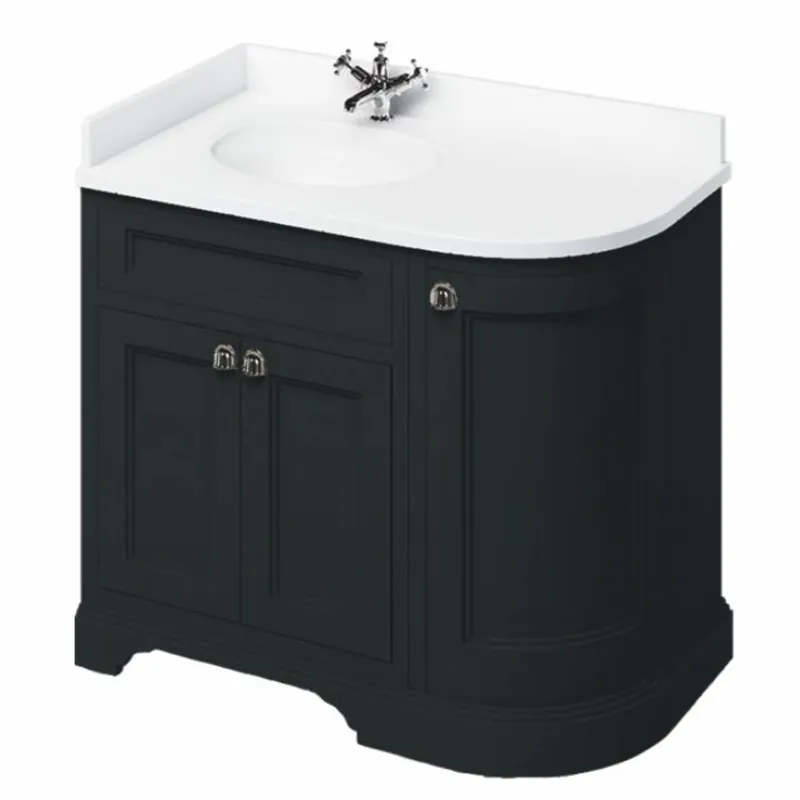 Casa Padrino mobile lavabo con lavabo bianco / nero opaco 98 cm Top-Seller