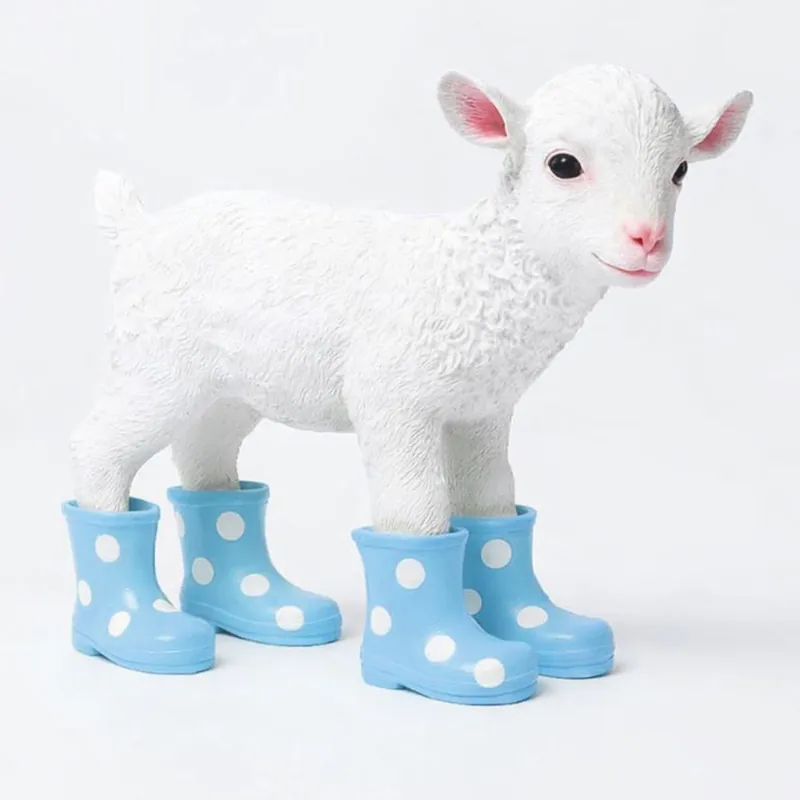 Casa Padrino figura decorativa capra con stivali di gomma bianco / azzurro 42 cm - Scultura decorativa Rabatt