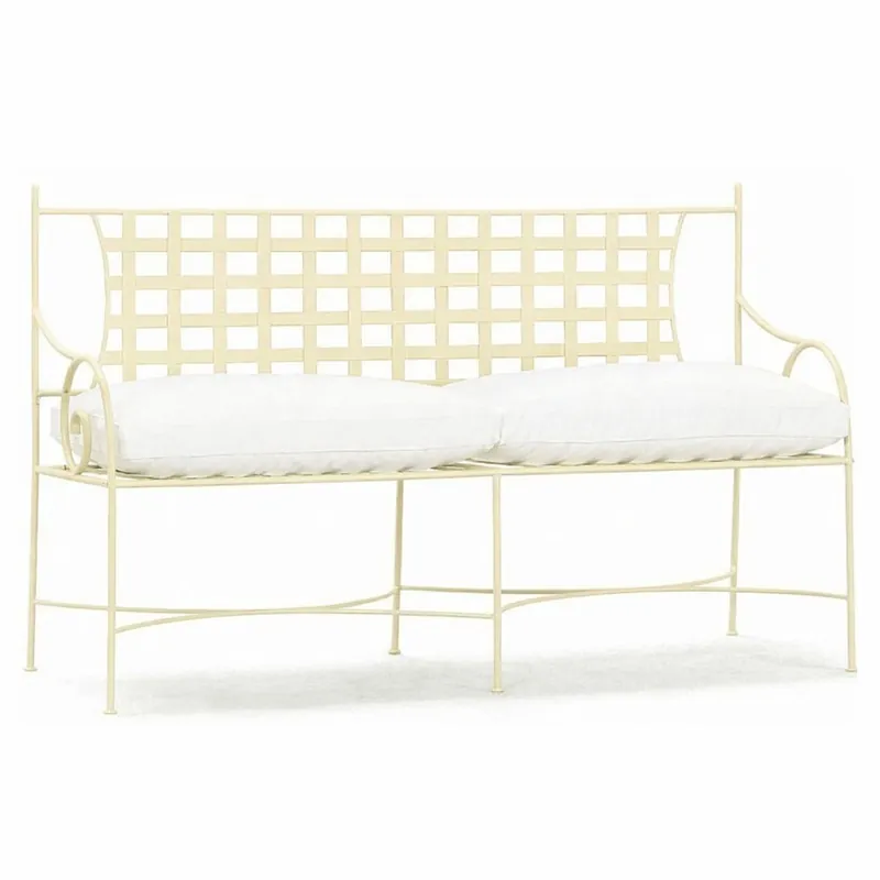 Solange Der Vorrat Reicht Casa Padrino panca da giardino Art Nouveau di lusso in ferro battuto crema / bianco 160 cm