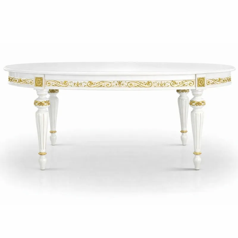 Preiswert Casa Padrino tavolo da pranzo barocco di lusso bianco / oro 160-210 cm - Mobili barocchi - Fatto in Italia