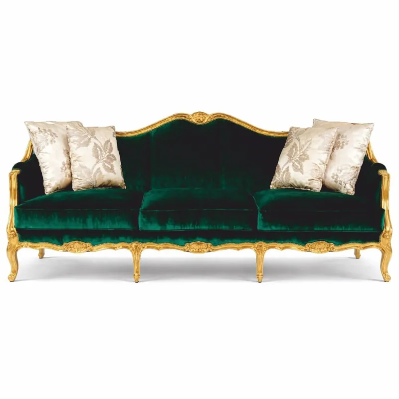 Casa Padrino Divano Barocco di Lusso Verde / Oro 220 cm - Mobili per Soggiorno Barocchi Meistverkauft