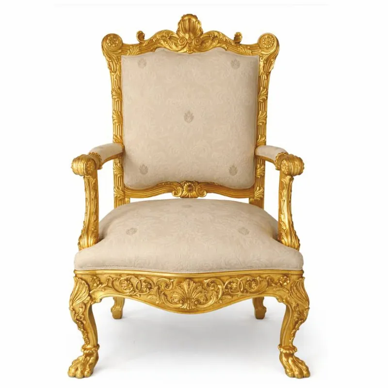 Sale Casa Padrino poltrona da soggiorno barocco di lusso beige / oro A. 123 cm - Fatto in Italia