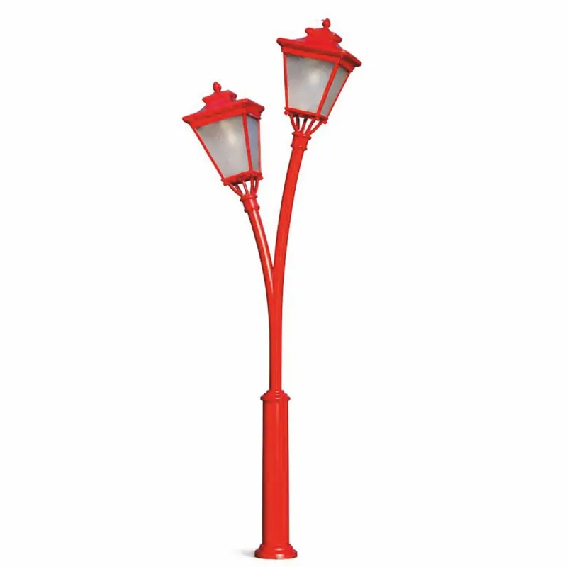 Markenprodukt Casa Padrino lanterna da giardino doppia Art Nouveau rosso A. 353,5 cm - Illuminazione esterna