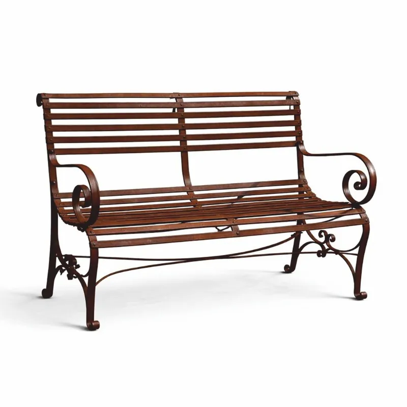 Aktuell Casa Padrino panca da giardino in ferro battuto Art Nouveau ruggine 120 cm - Mobili da giardino
