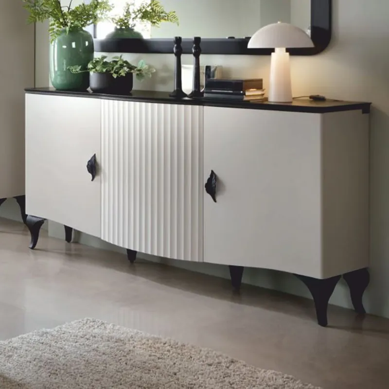 Preisknaller Casa Padrino credenza Art Deco di lusso bianco / nero 173,4 cm - Mobili Art Déco