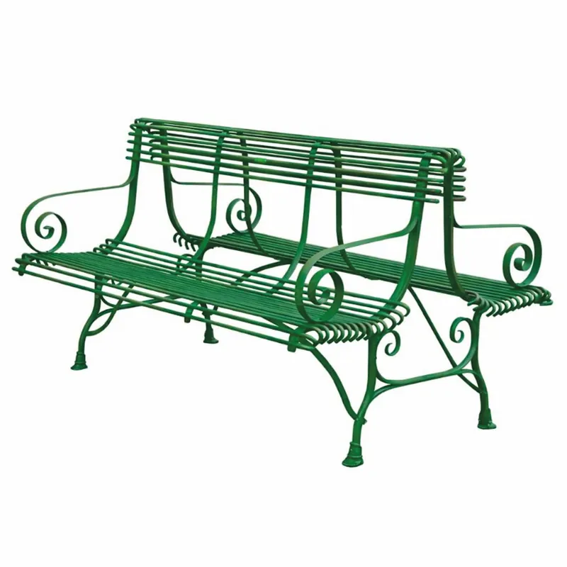 Casa Padrino panca da giardino in ferro battuto Art Nouveau verde vintage 150 cm - Panca bifacciale Billig