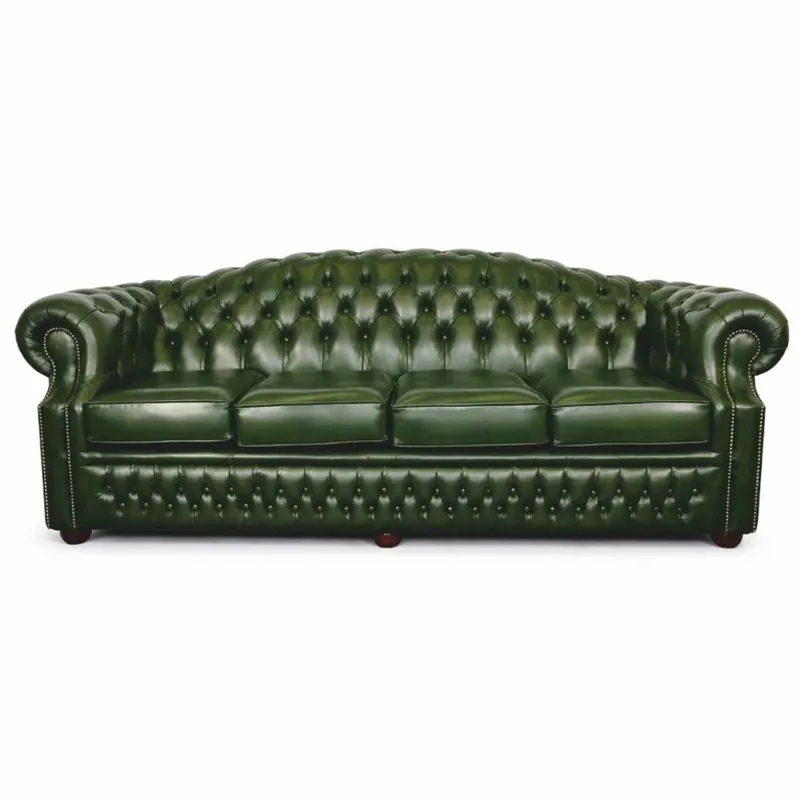 Sonderangebot Casa Padrino Divano a 4 Posti Chesterfield di Lusso in Pelle Verde / Marrone Scuro 236,5 cm