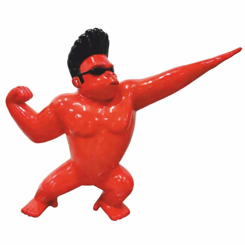 Sale Casa Padrino scultura decorativa scimmia gorilla rosso / nero 139 x A. 120 cm - Figura da giardino