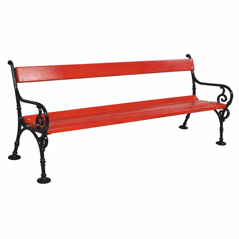 Zertifiziert Casa Padrino panca da giardino Art Nouveau rosso / nero 190 cm - Panca da parco nostalgica