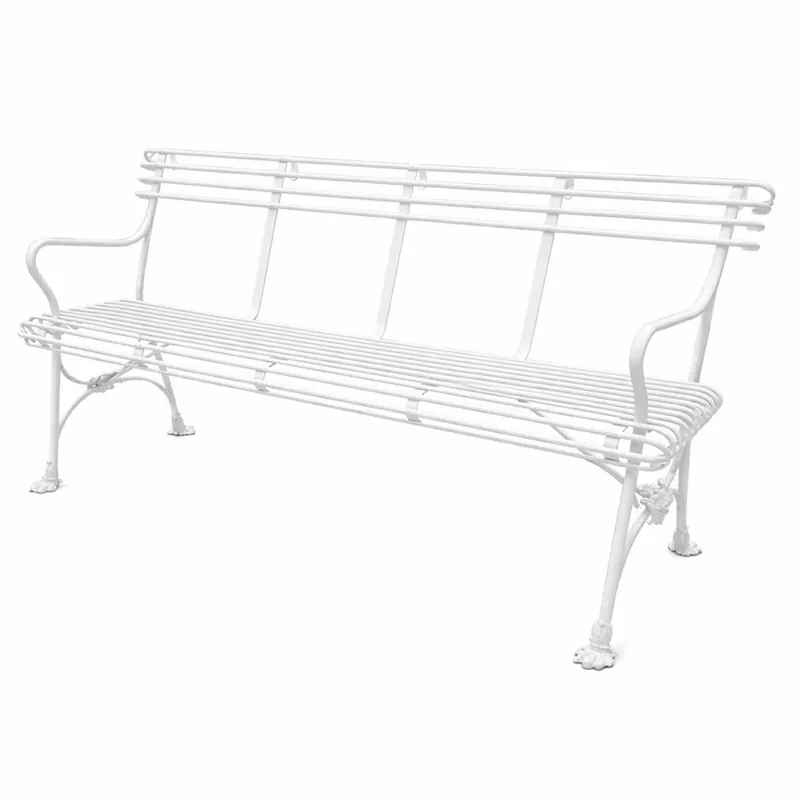 Casa Padrino panca da giardino in ferro battuto Art Nouveau bianco 140 cm - Mobili da giardino Must-Have