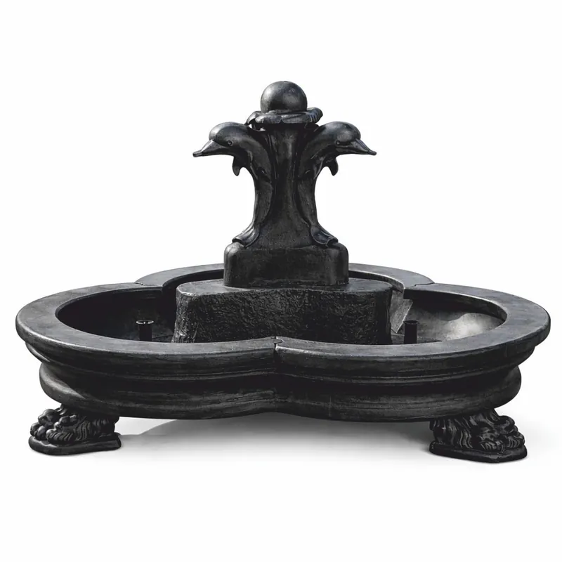 Casa Padrino fontana barocco delfini nero Ø 185 x A. 130 cm - Magnifica fontana da giardino Kracherpreis