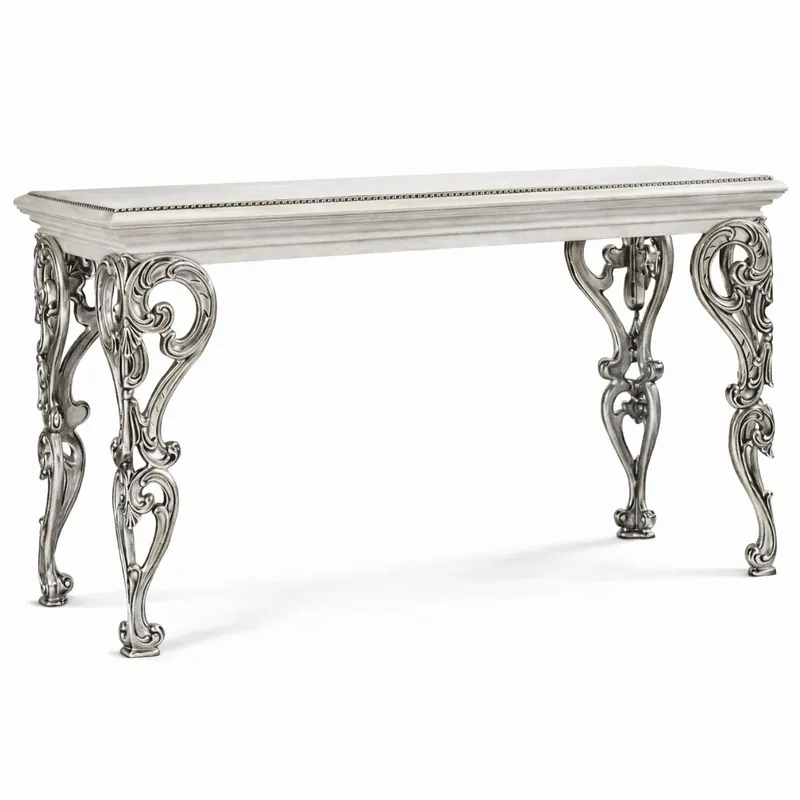 Casa Padrino consolle barocco di lusso in legno massello bianco / argento 140,5 cm - Fatto in Italia Rabatt