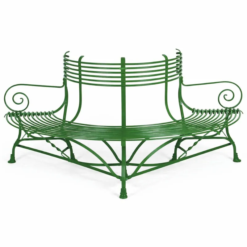 Casa Padrino panca da giardino / panca da albero in ferro battuto Art Nouveau verde 180 cm Top-Preis