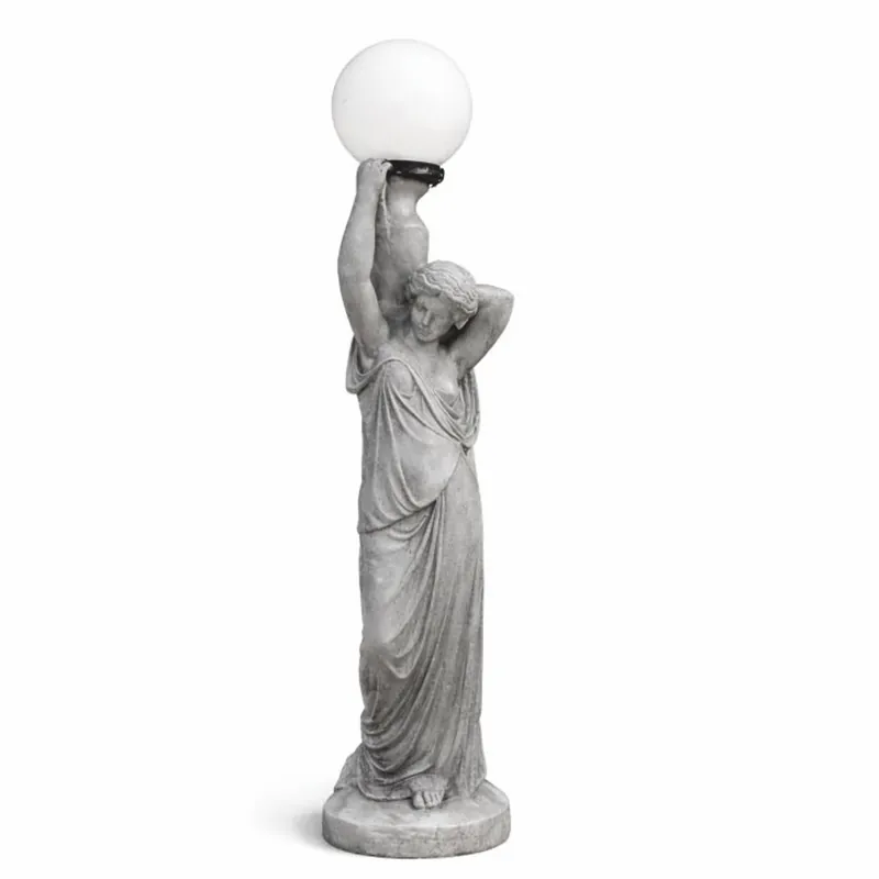 Casa Padrino lampada da giardino Art Nouveau scultura donna grigio / bianco A. 120 cm Zertifiziert