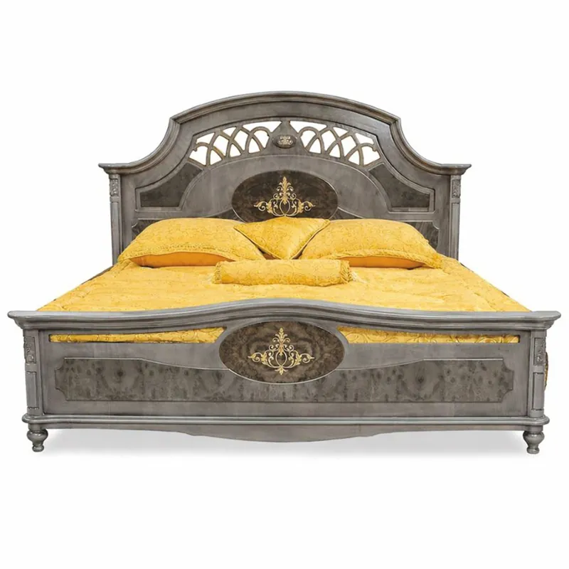 Bestpreis Casa Padrino letto matrimoniale barocco di lusso in legno massello grigio - Mobili barocco