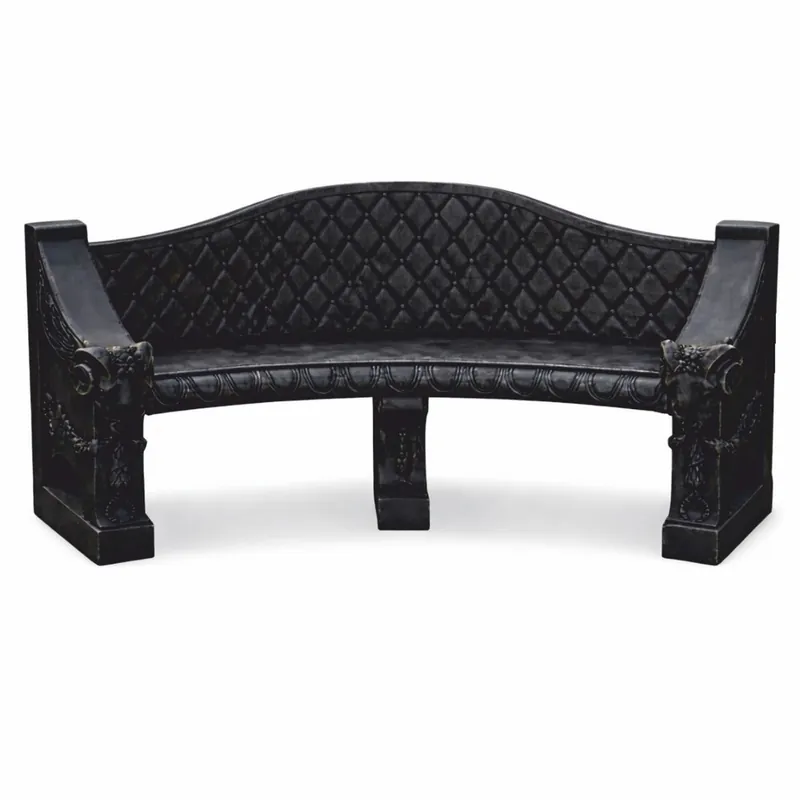Casa Padrino panca da giardino in cemento barocco nero 196 cm - Mobili da giardino e terrazza in stile barocco Aktuell