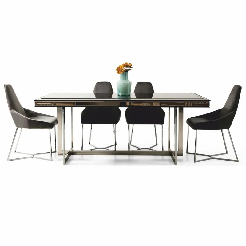 Geprüft Casa Padrino tavolo da pranzo di lusso nero / argento 208 cm - Mobili da pranzo di lusso