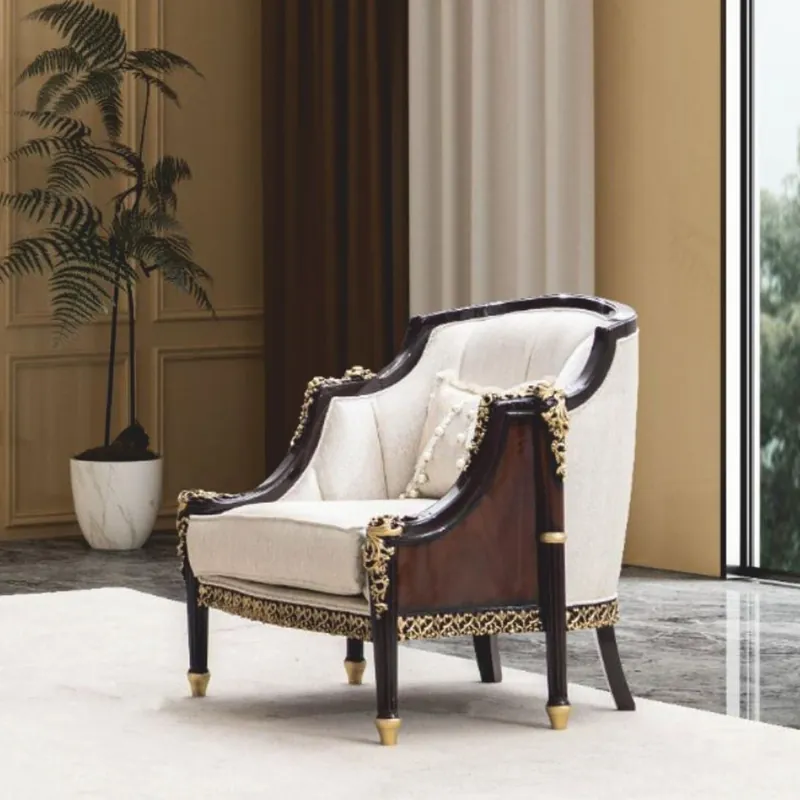 Zertifiziert Casa Padrino poltrona barocco di lusso naturale / marrone scuro / oro - Mobili barocchi