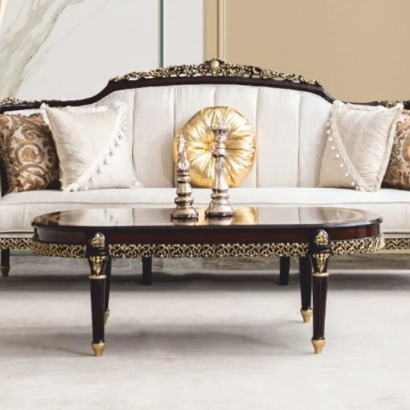 Casa Padrino tavolo da salotto barocco di lusso marrone scuro / oro 138 cm - Mobili barocchi Wochenendangebot