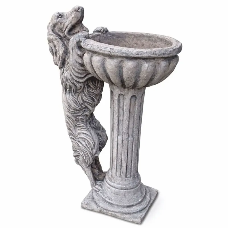 Neu Im Sortiment Casa Padrino bagno per uccelli barocco con scultura decorativa di cane grigio antico A. 100 cm