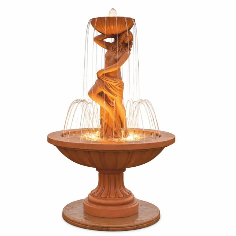 Sofort Bestellen Casa Padrino Fontana Art Nouveau Marrone Ø 130 x A. 195 cm - Magnifica Fontana da Giardino