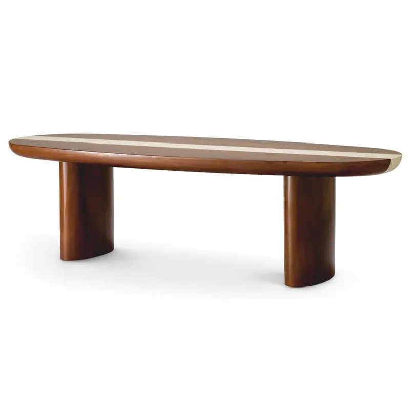 Casa Padrino tavolo da salotto di lusso in mogano marrone lucida / beige 140 cm - Mobili per soggiorno Meistverkauft