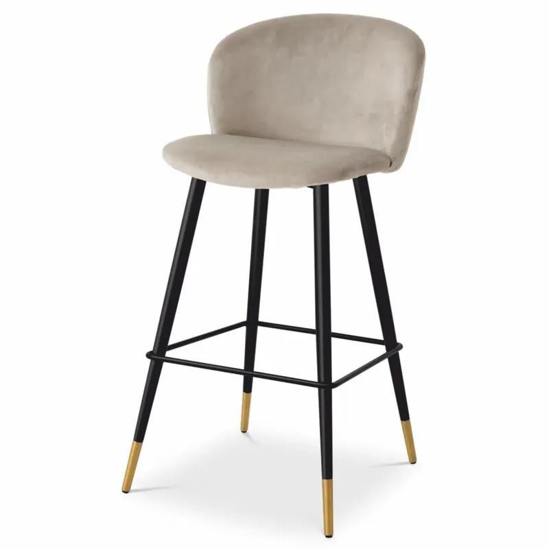 Online Kaufen Casa Padrino sgabello da bar di lusso in velluto beige / nero / oro A. 102 cm - Mobili da bar