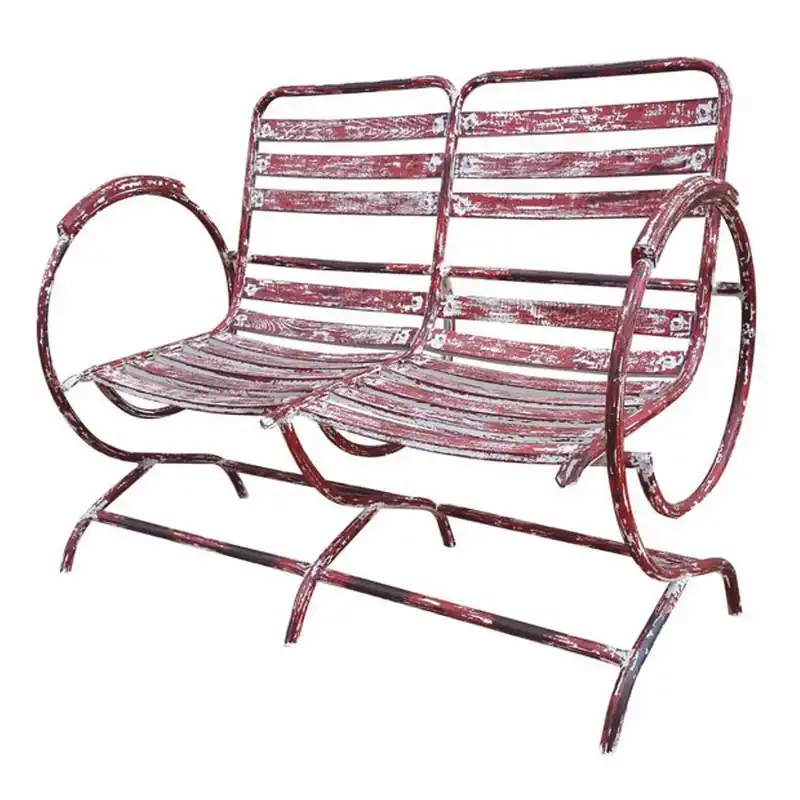 Casa Padrino panca da giardino in ferro battuto Art Nouveau rosso antico 100 cm - Mobili da giardino Jetzt Kaufen