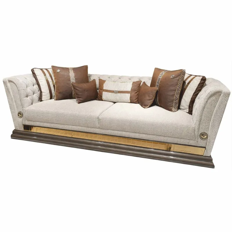 Markenprodukt Casa Padrino divano di lusso grigio / oro 263 cm - Mobili per soggiorno e hotel