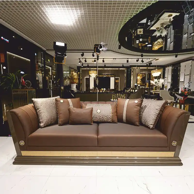 Casa Padrino divano di lusso marrone / grigio / oro 263 cm - Mobili per soggiorno e hotel Markenprodukt