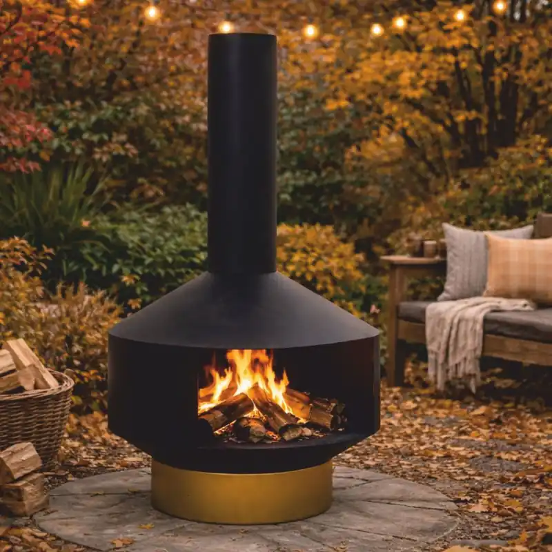 Casa Padrino caminetto da giardino di lusso in metallo nero / ottone A. 105 cm - Accessori da giardino Sichere Zahlung