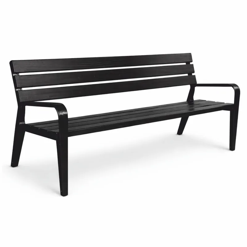 Günstig Casa Padrino panca da parco - Panca da città con schienale e braccioli nero 180 cm