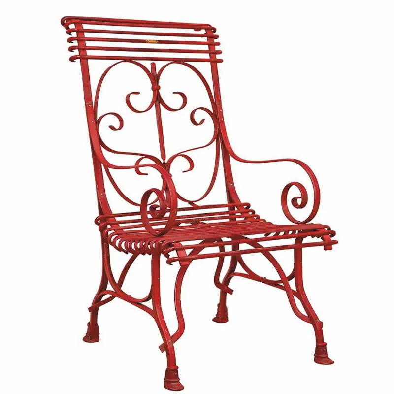 Casa Padrino sedia da giardino in ferro battuto Art Nouveau rosso A. 114 cm - Mobili da giardino nostalgici Direkt Vom Hersteller