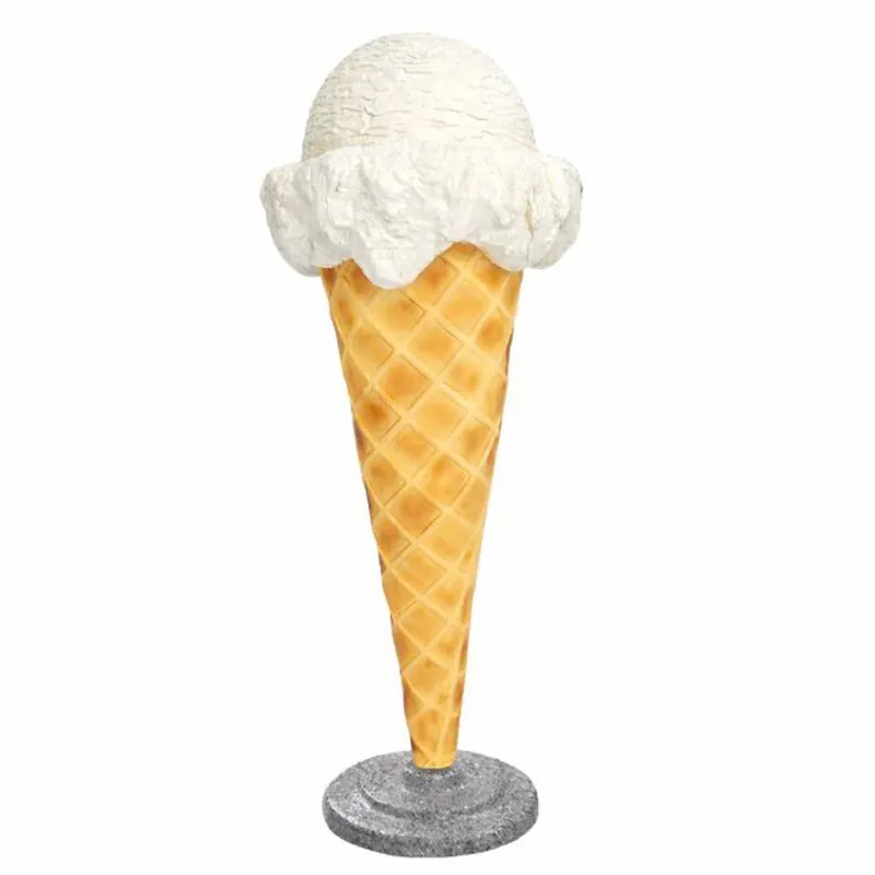 Casa Padrino cono gelato decorativo bianco / naturale / grigio A. 105 cm - Decorazione gelateria Markenprodukt