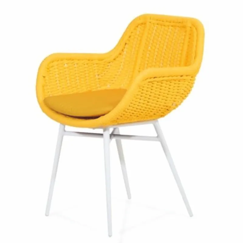 Top-Preis Casa Padrino sedia da giardino di lusso con braccioli giallo / bianco - Mobili da giardino