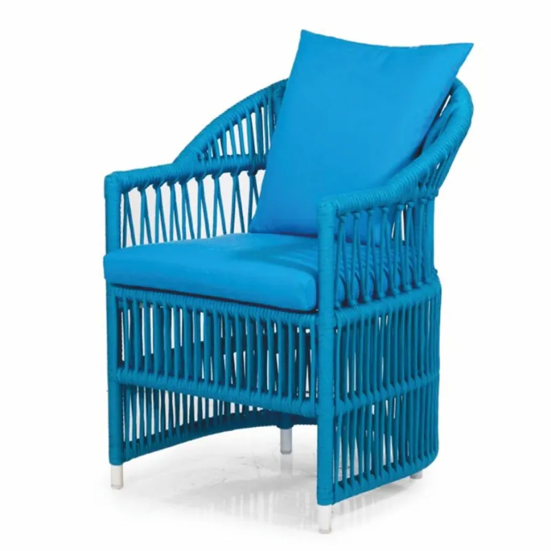 Casa Padrino sedia da giardino di lusso con braccioli blu A. 82 cm - Mobili per giardino e patio Must-Have