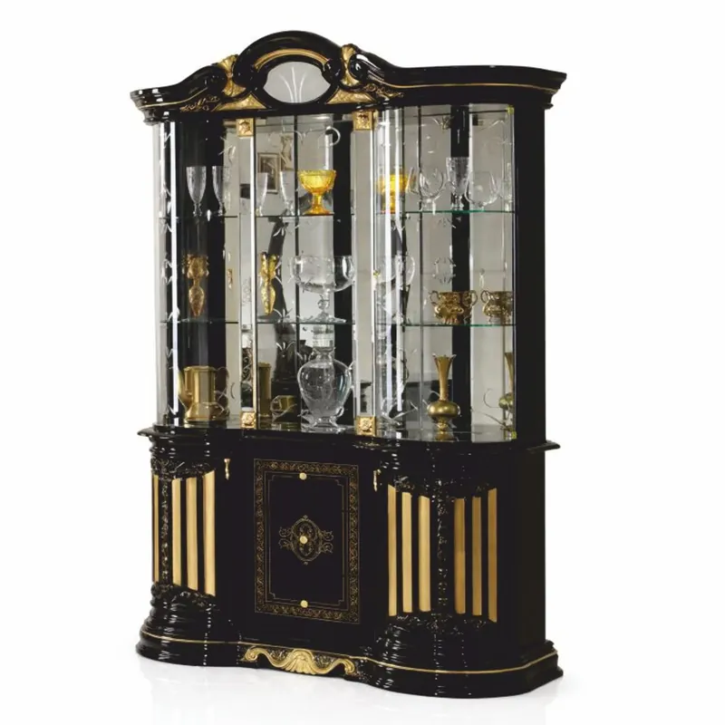 Casa Padrino vetrina barocco di lusso nero / oro 139 x A. 213 cm - Mobili barocchi - Fatto in Italia Heißes Angebot