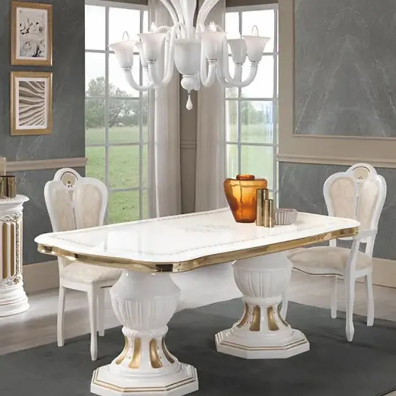 Casa Padrino tavolo da pranzo barocco di lusso bianco / oro 185-230 cm - Fatto in Italia Super-Preis