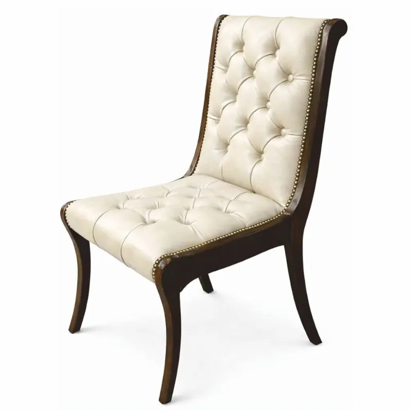 Casa Padrino sedia da pranzo Chesterfield di lusso in pelle crema / marrone scuro A. 95 cm Saisonangebot