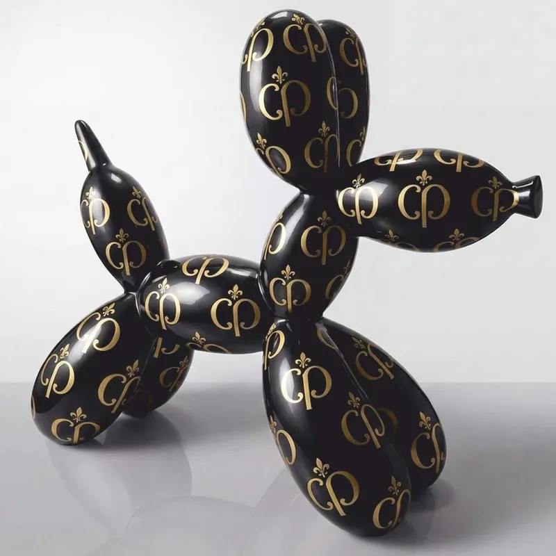 Begrenztes Angebot Casa Padrino scultura decorativa XXL cane palloncino nero / oro 210 cm - Grande figura da giardino CPB